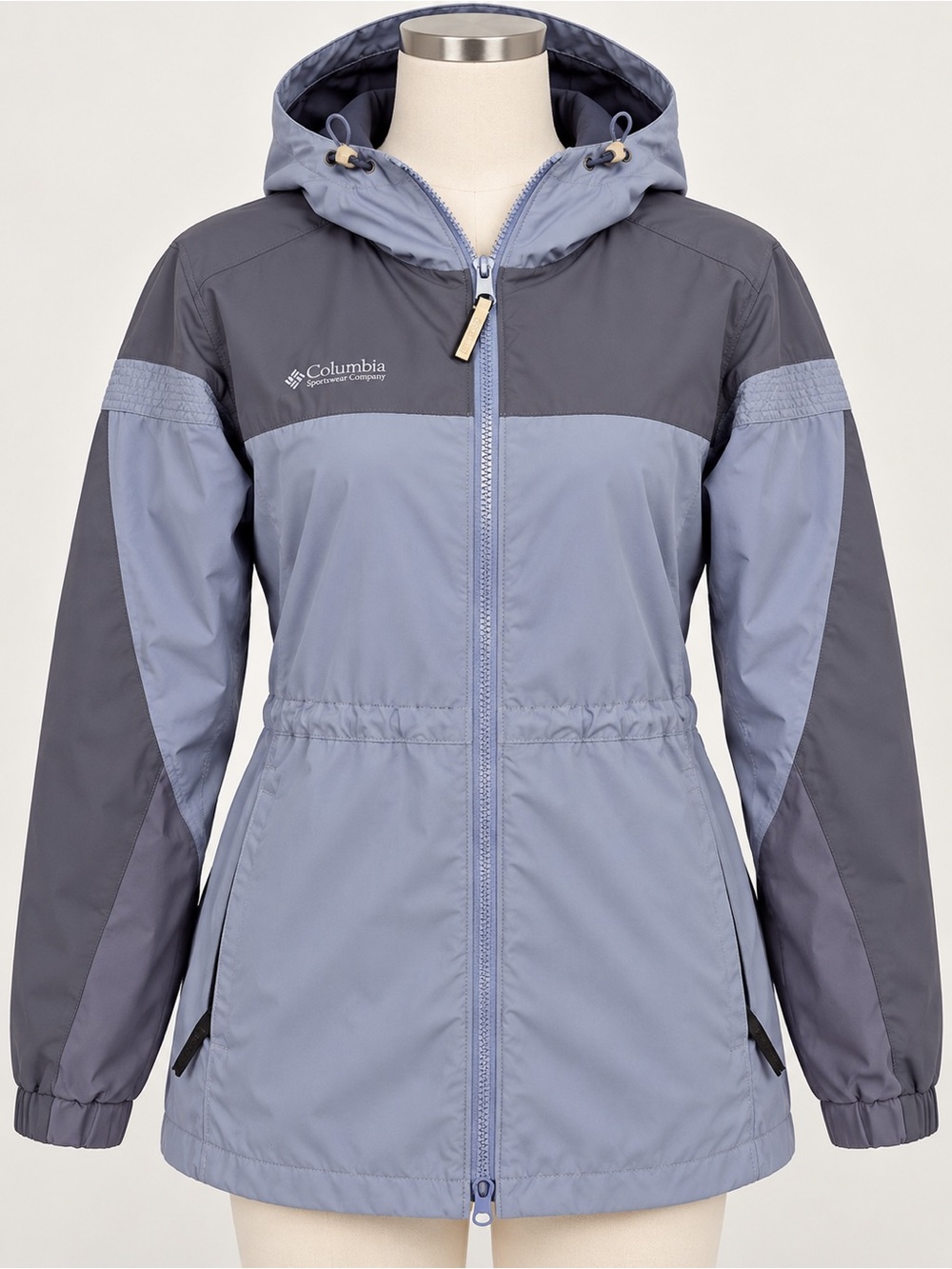 Columbia Women’s Hooded Lightweight Jacket – Blue/Grey, Size Small